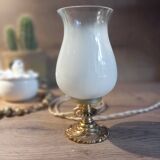 Art deco accent lamp with white opaline bronze base