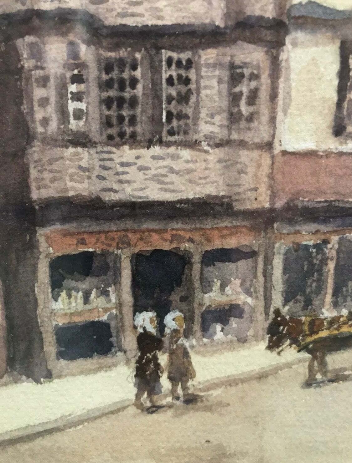 Breton painting painting, Watercolor Lannion, Signed Kehr