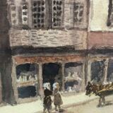 Breton painting painting, Watercolor Lannion, Signed Kehr