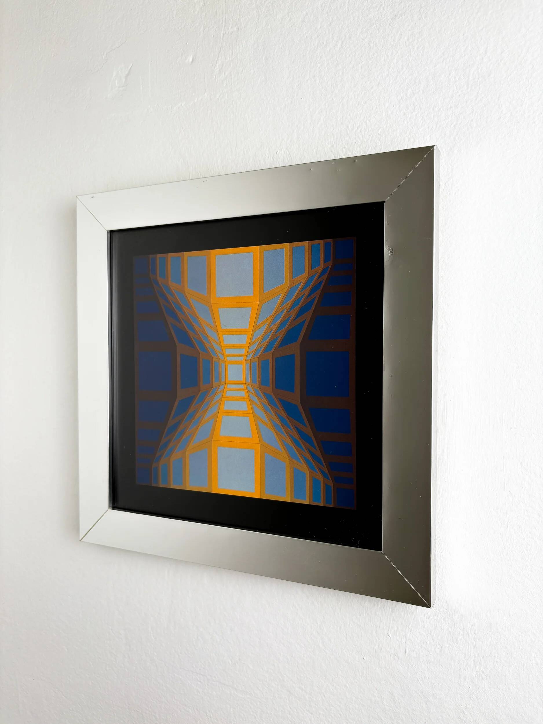 Victor Vasarely, optical composition, circa 1970s, offset print, framed