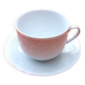 Tasse et soucoupe à déjeuner  porcelaine blanche   limoges france