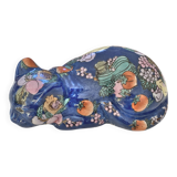 Vintage ceramic cat with fruit decoration