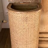 Bread hutch in oak wood and canning made in france 50s