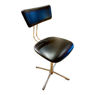 Chaise de bureau / d’atelier des années 50 en Skaï