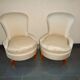 Pair of striped ivory toad armchairs