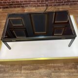 Table basse Pierre Vandel verre et aluminium noir circa 1970
