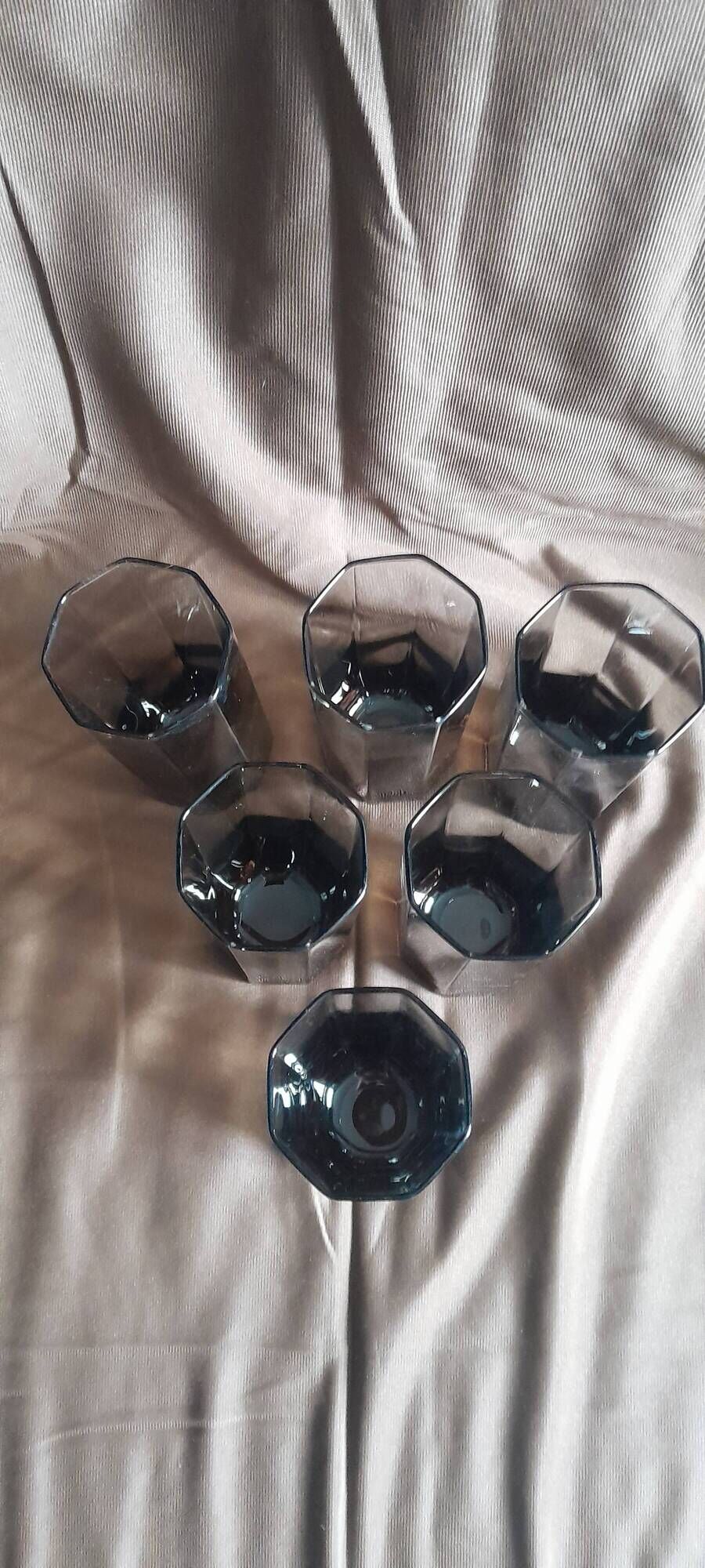 Set of 6 Arcoroc Luminarc Octime smoked black glasses