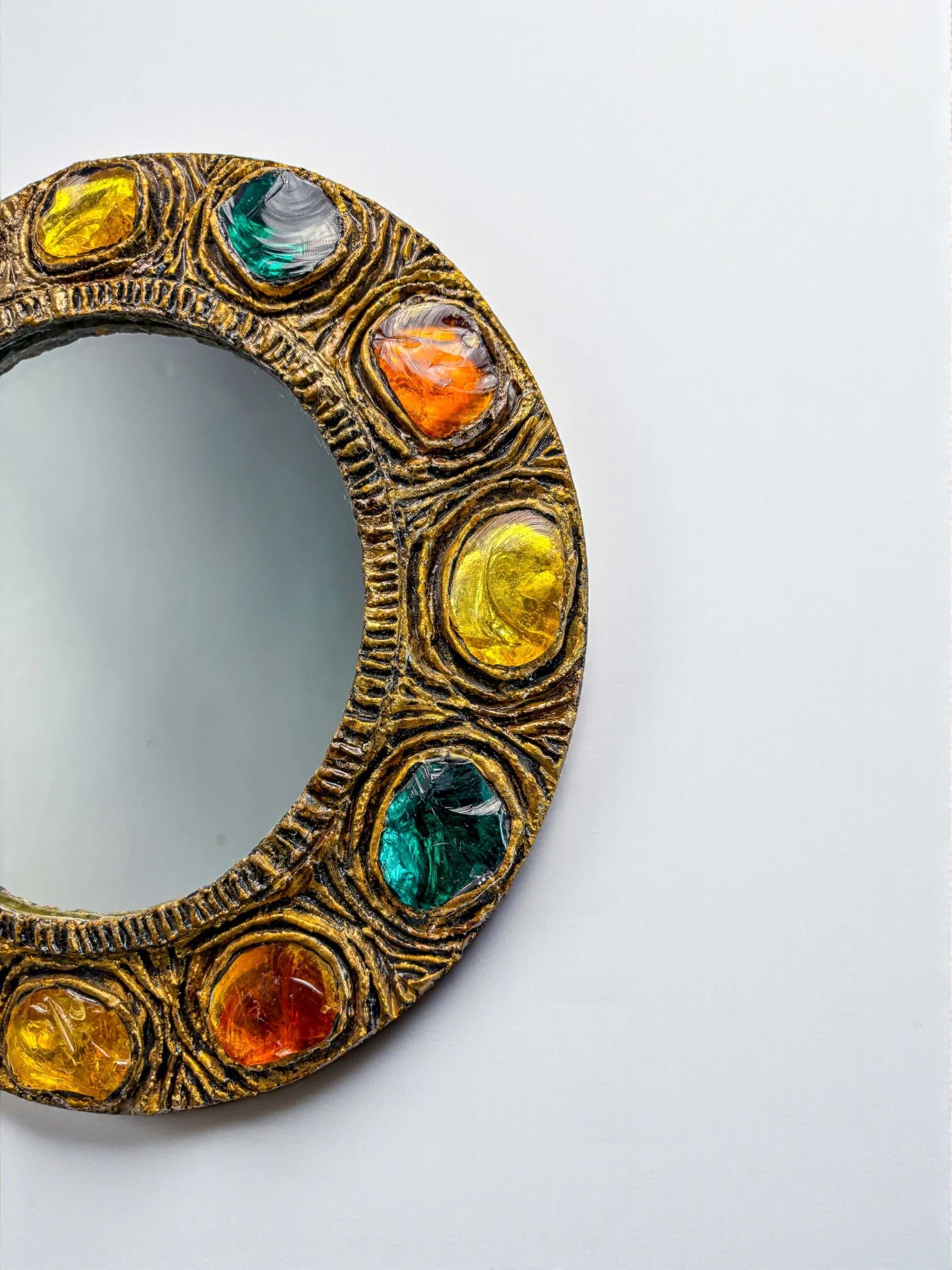 Italian mid-century mirror by Creaciones Gobesso, Murano rock crystals, 1960s