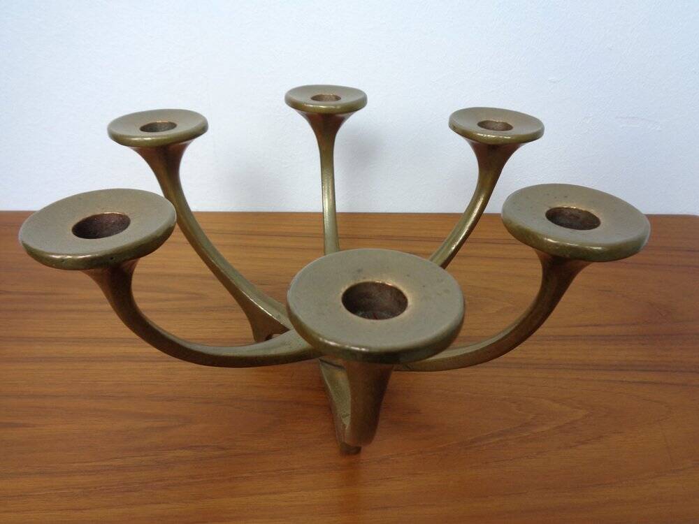 Brutalist Bronze Candleholder by Michael Harjes, 1960s