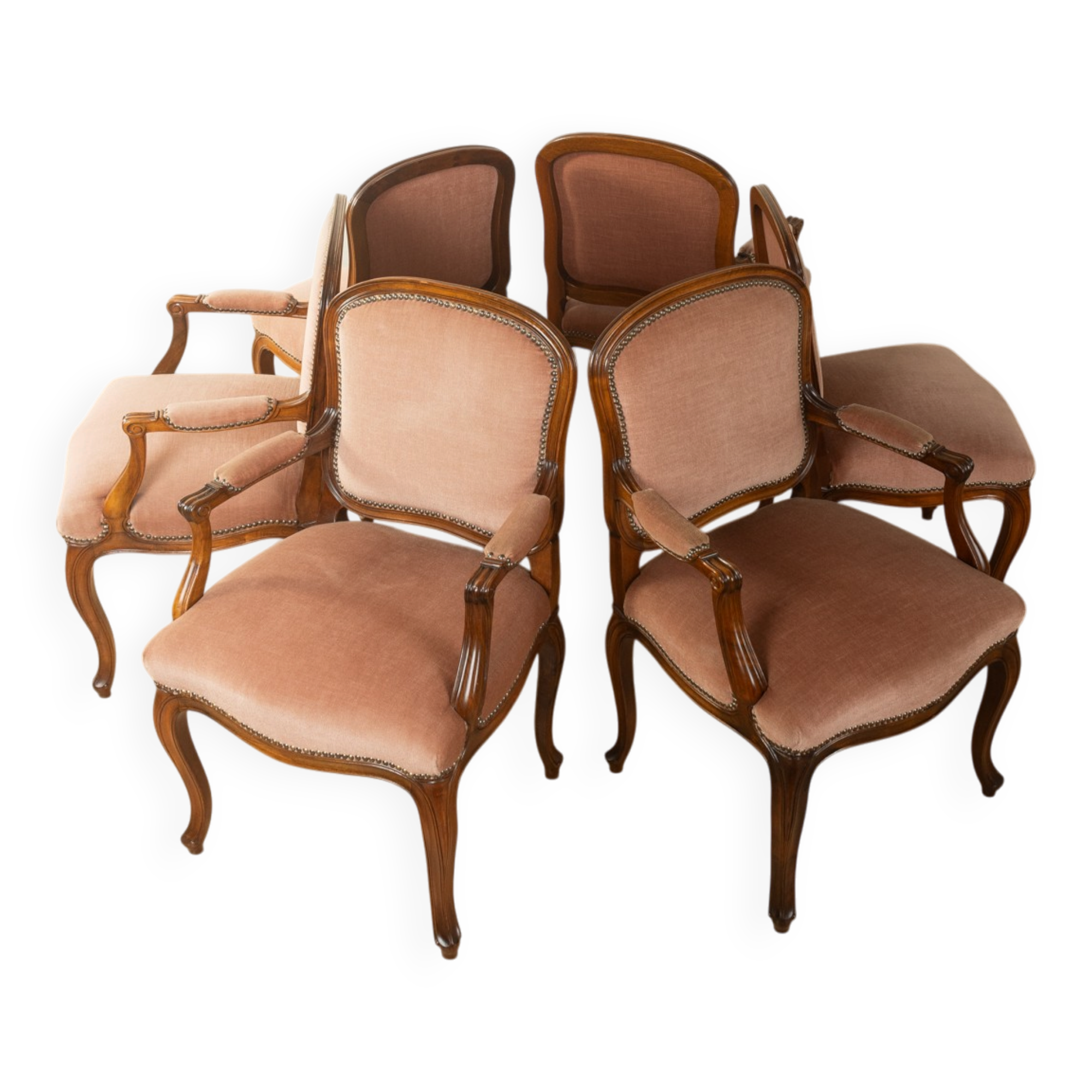 Rococo dining chairs, set of 6, circa 1900, baroque style