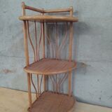 Rattan wicker corner wall shelf