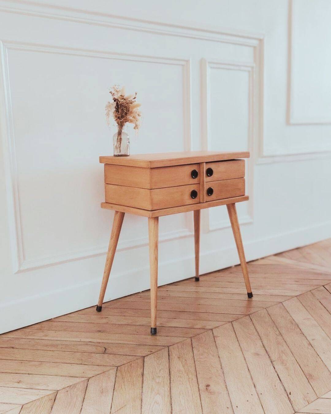 Worker/ Renovated vintage Scandinavian bedside table, 1950s-60s