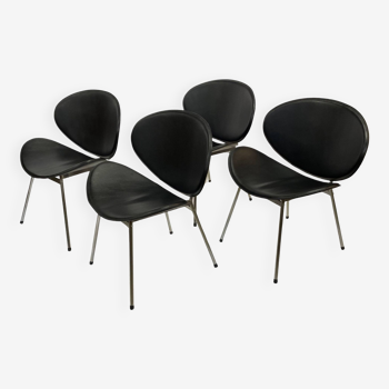 Ensemble de quatre chaises de salle à manger vintage Italie 1990 Design en noir