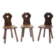 Set of 3 vintage brutalist mountain chairs, wooden chair, chalet