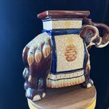 Vintage 70s xl ceramic elephant plant pot - brown