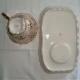 Golden breakfast service tray and cup faience made in italy