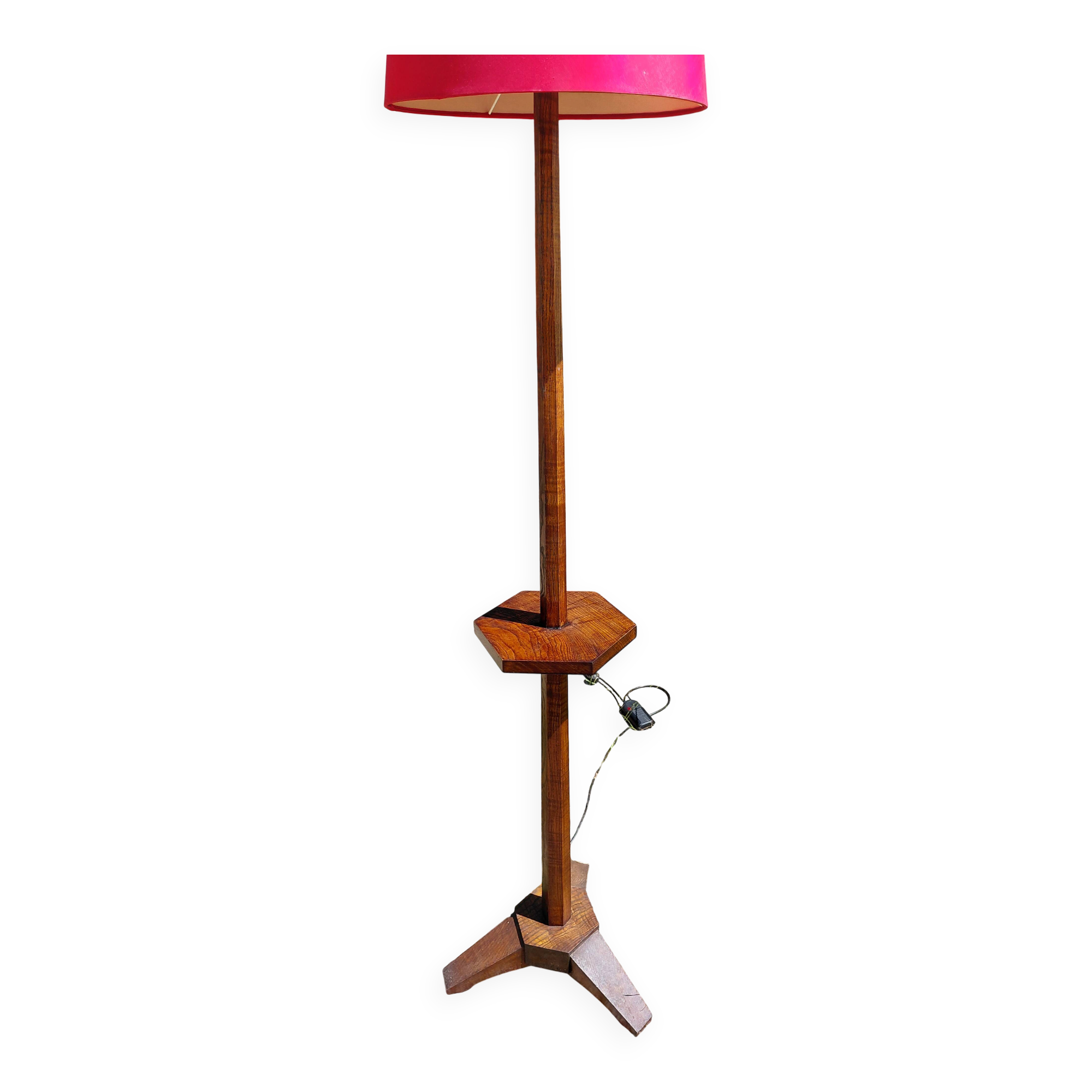 Lampadaire tripode Art Déco en teck