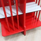 Modular Italian red lacquered solid wood bookshelf, 1960s