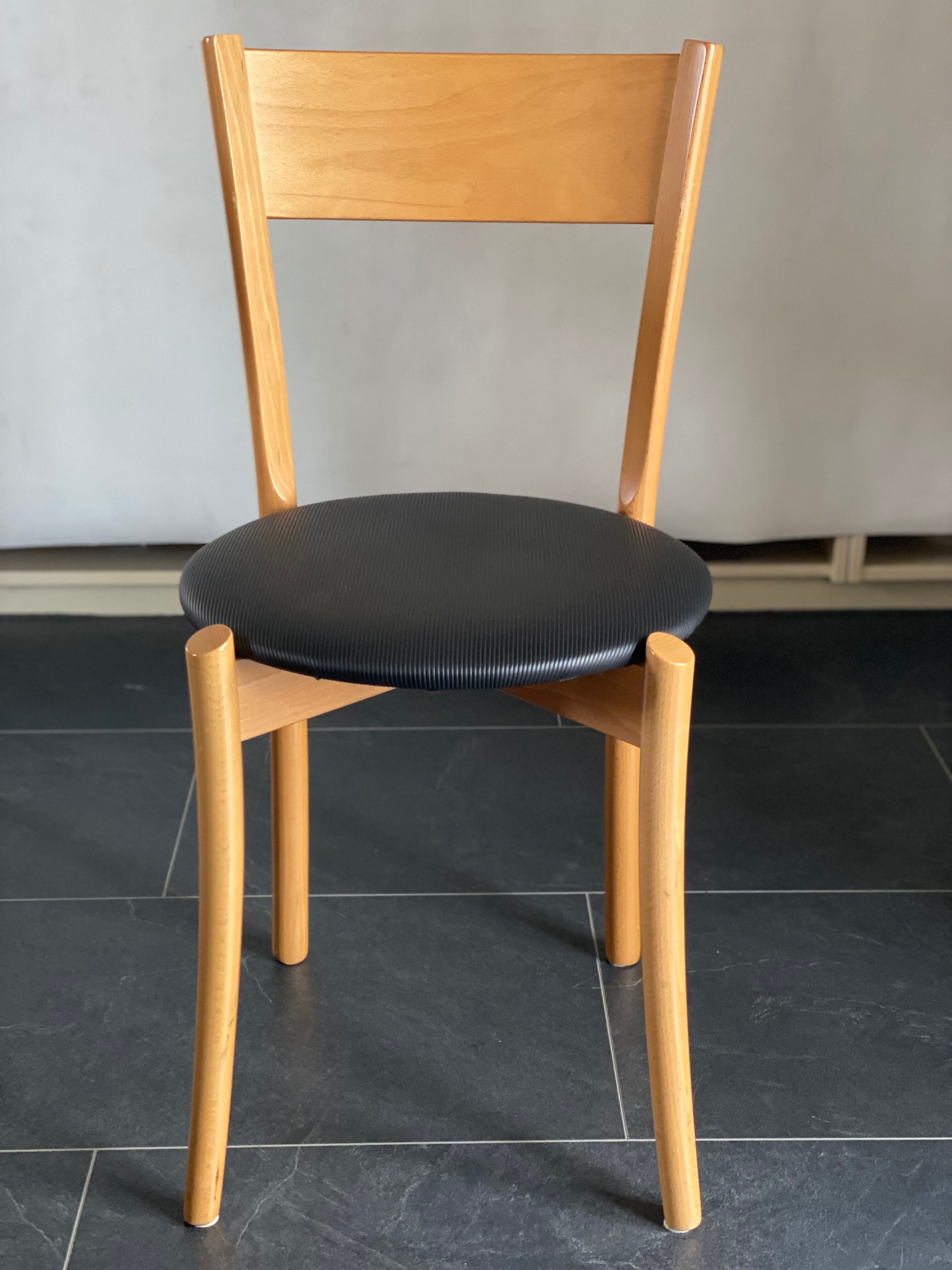 Set of 4 vintage pine dining chairs