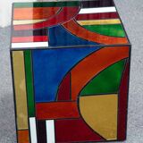 Multicolored stained glass Cube side table 50*50