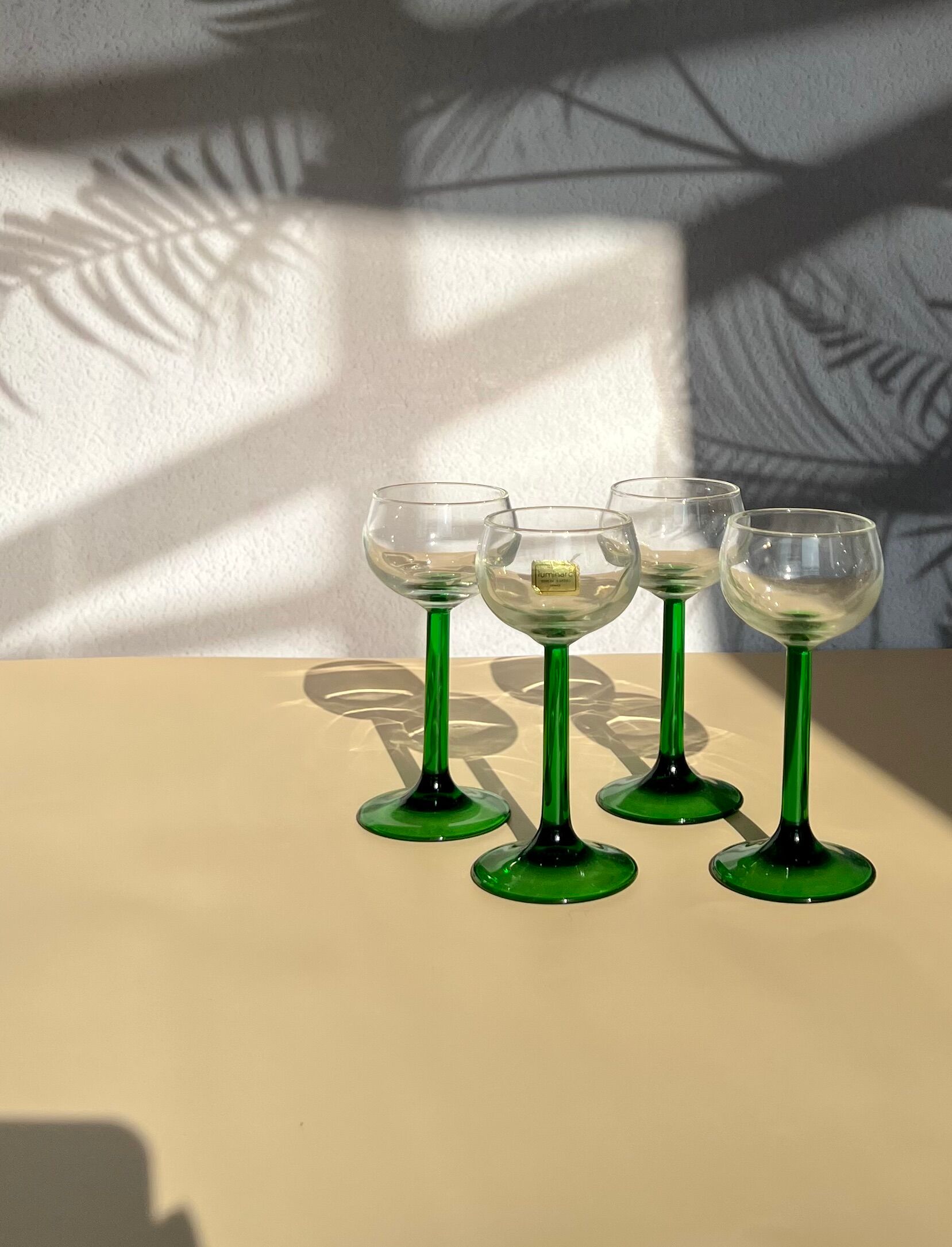 Ensemble de 4 verres à liqueur tiges vertes Luminarc