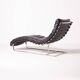 Oviedo mid-century vintage style chaise longue in dark brown leather and chrome