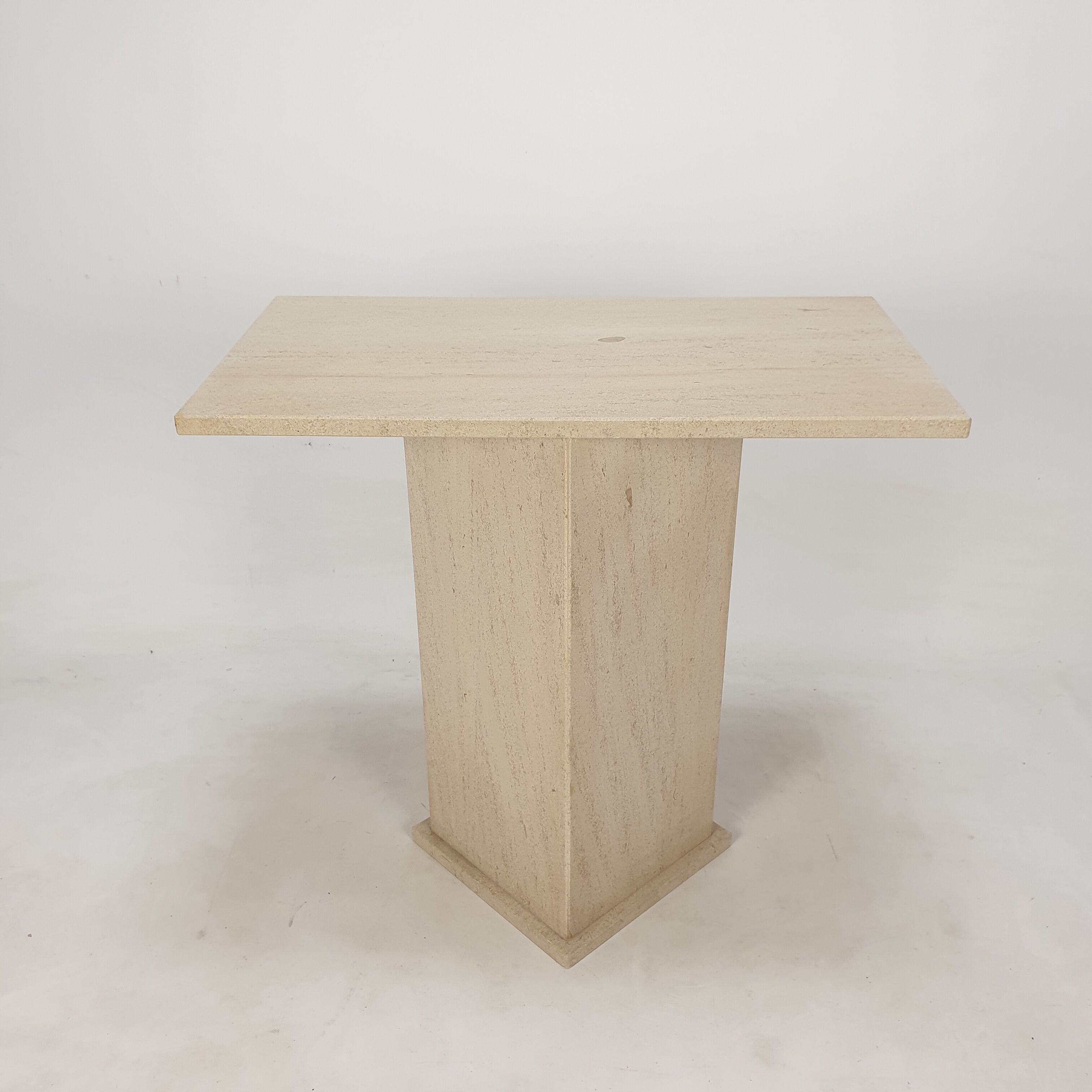 Italian Travertine Side Table or Pedestal, 1980s
