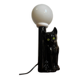 Cat lamp with opaline globe from the 80s