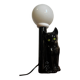 Lampe chat avec globe opalin année 80