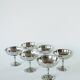 Lot de 6 coupes à glace en inox hautes, pieds fins travaillés, Design, 1970
