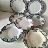 Set of 7 ironstone plates with floral friezes from the late 19th to early 20th century.