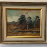 Oil on canvas. Forest landscape by Dan Martin Masell (1910-1999).