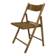 Vintage wooden folding chair with rattan seat 80s minimalist design