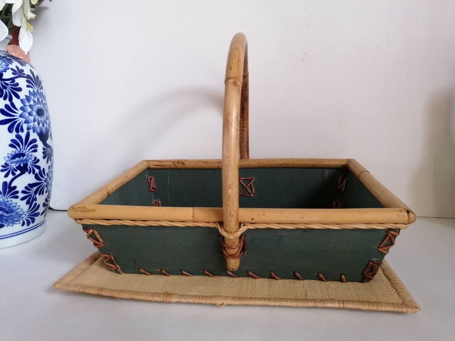 Wood and bamboo picking basket
