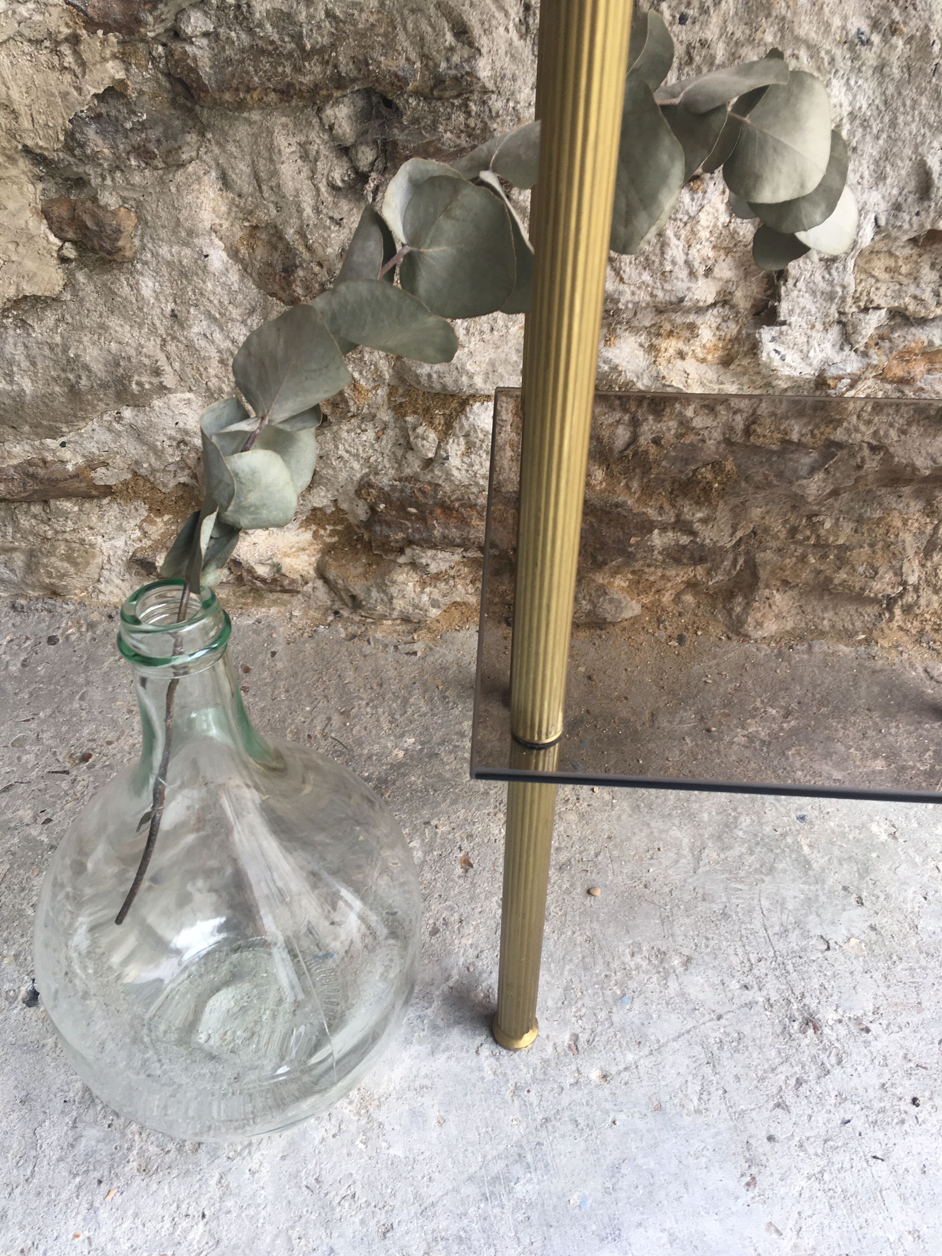 Brass sofa tip and smoked glass