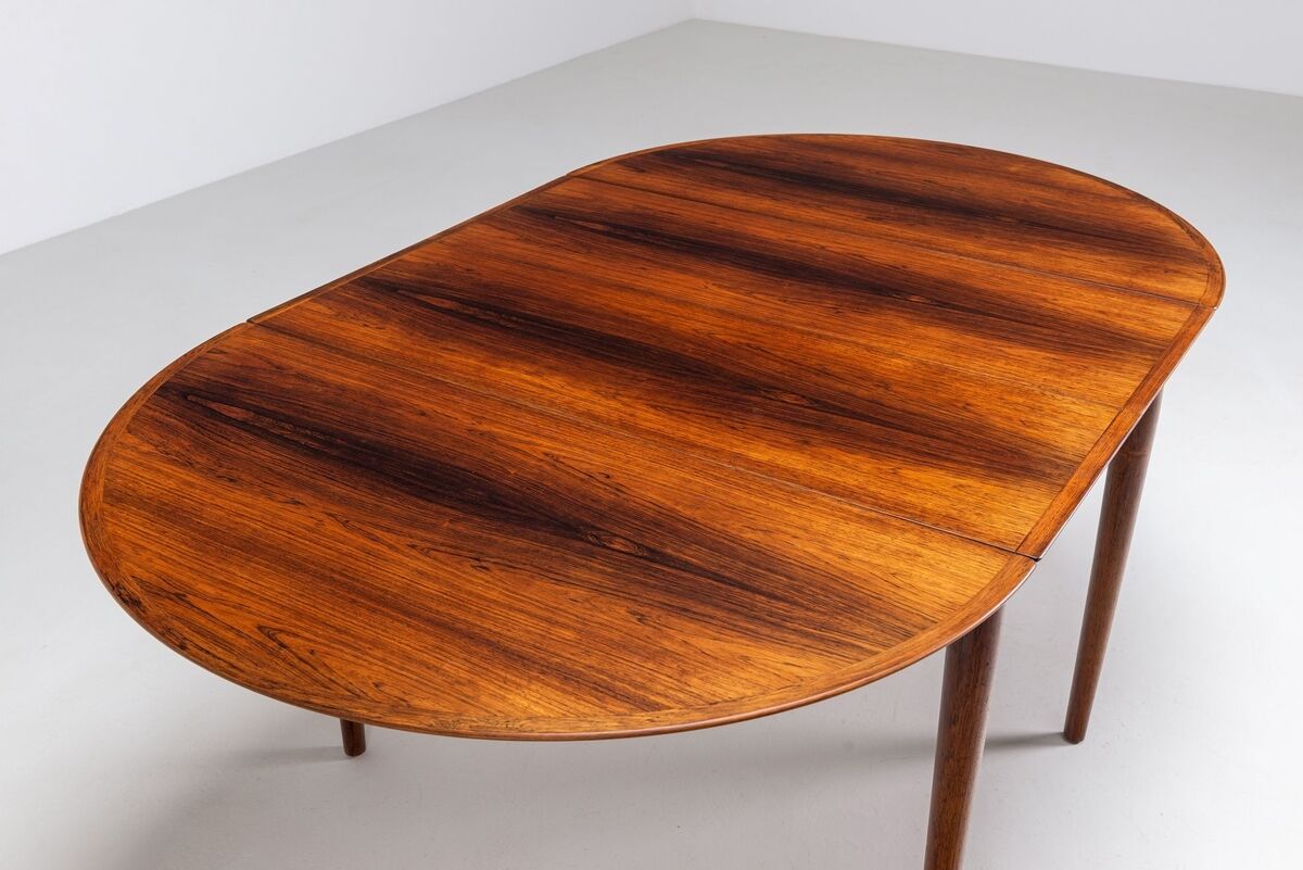 Table à manger à rabat modèle 227 d'Arne Vodder en palissandre Sibast 1960