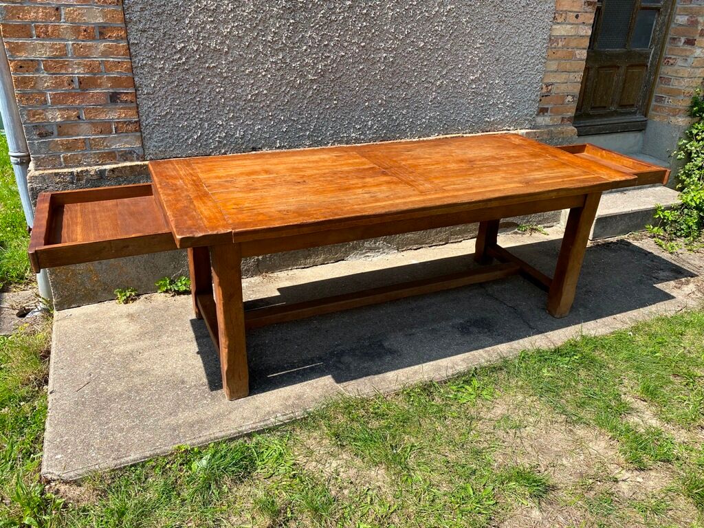 Solid oak dining farm meal table 1980