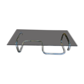 1970 chrome and smoked glass coffee table