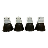Set of 4 Industrial  Black Enamel Pendant Lamps from Elektrosvit, 1970s