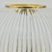 Large striped glass ceiling lamp in brass, Limburg, Germany, 1970s.