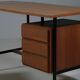French modernist desk in wood and metal, 1950s