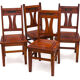 Set of 4 chairs in solid mahogany, vintage Art Nouveau, 1900