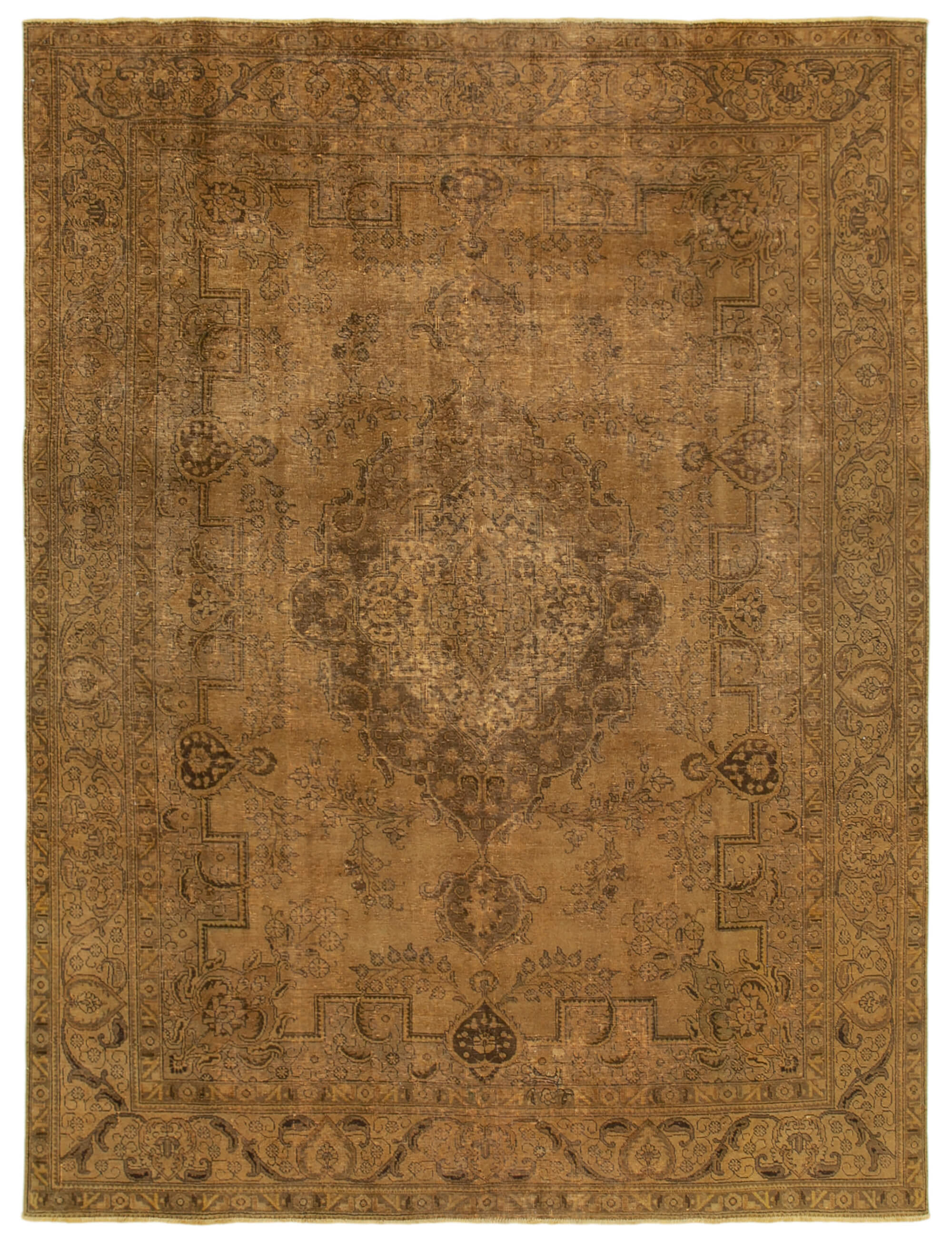 Hand-Knotted Persian Overdyed 293 cm x 380 cm Yellow Wool Carpet