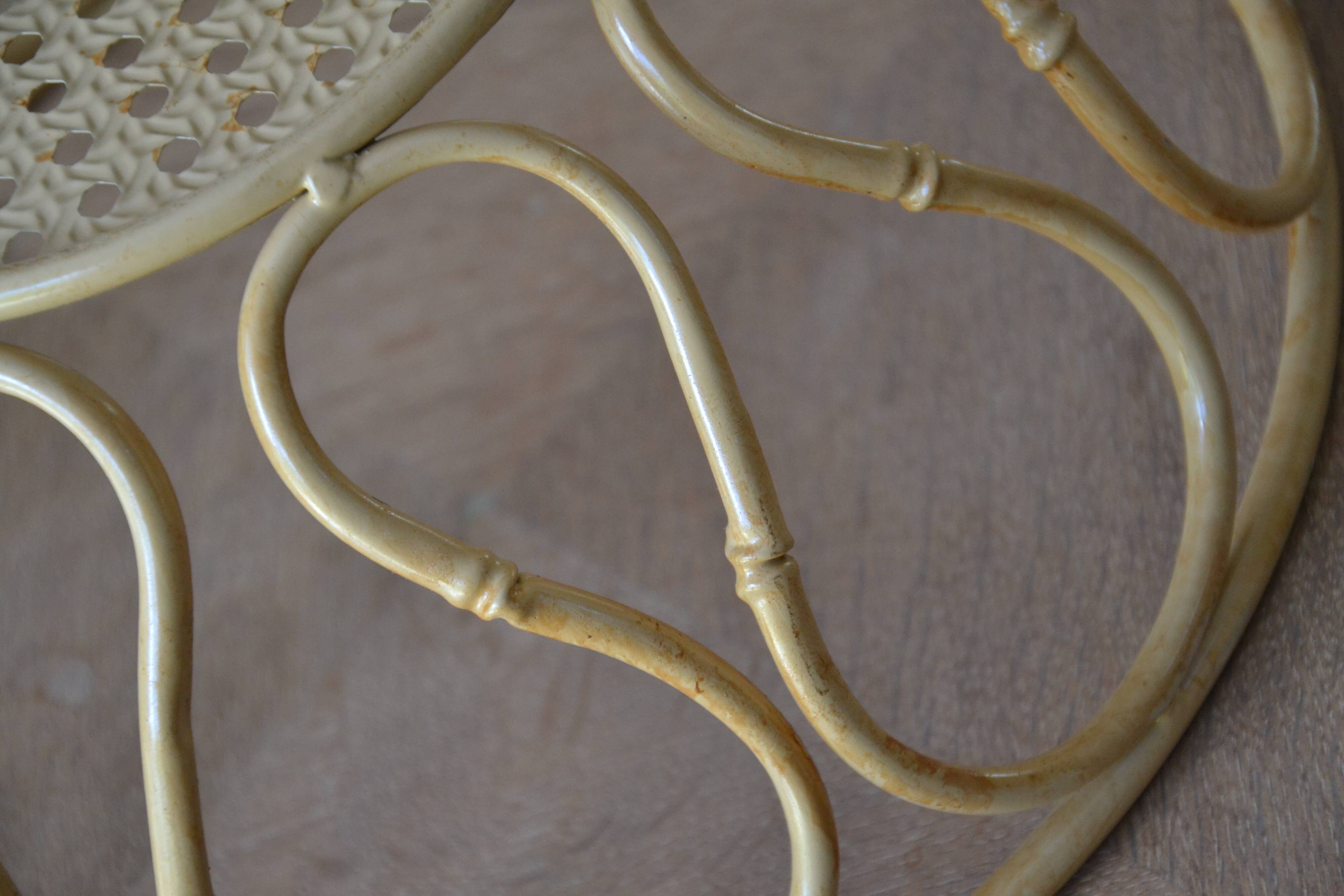 Corbeille, panier à fruits en métal imitant le bambou