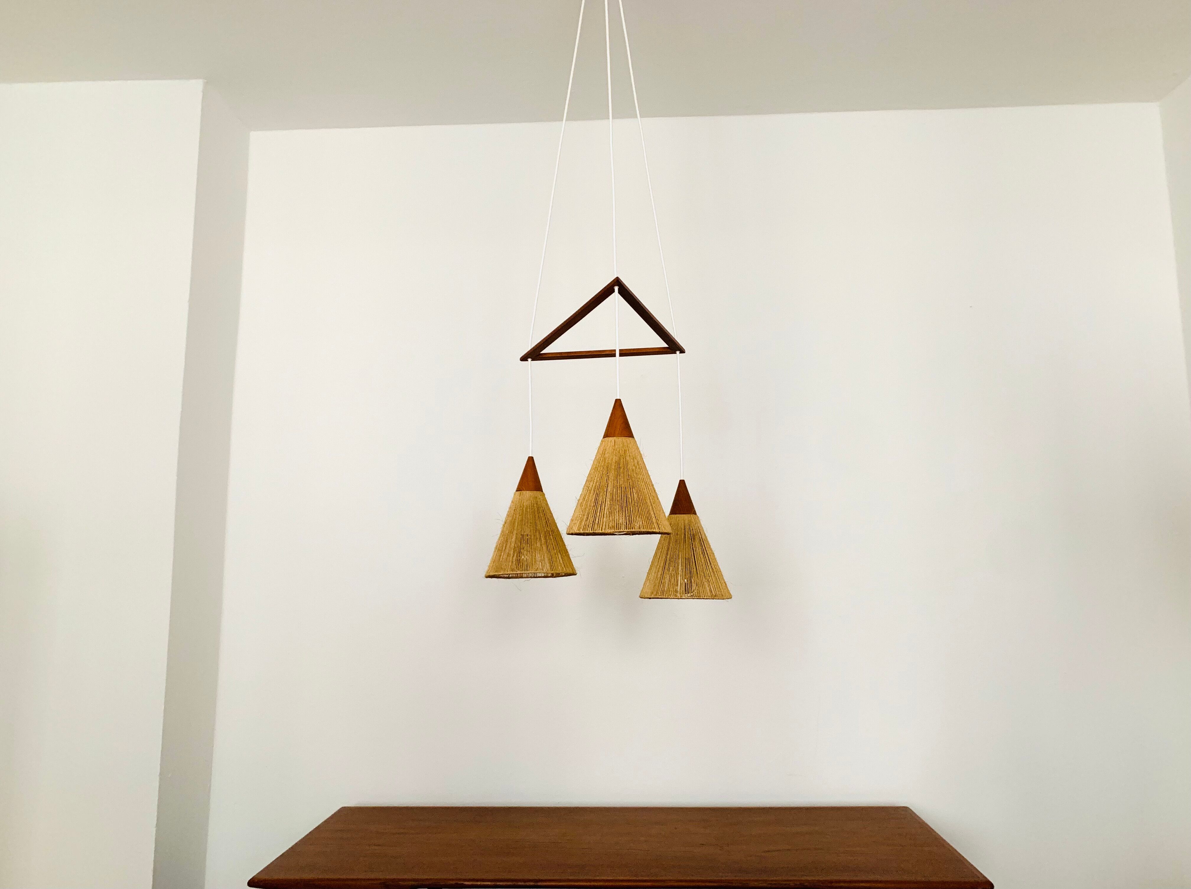 Teakwood and Sisal Cascading Lamp by Temde