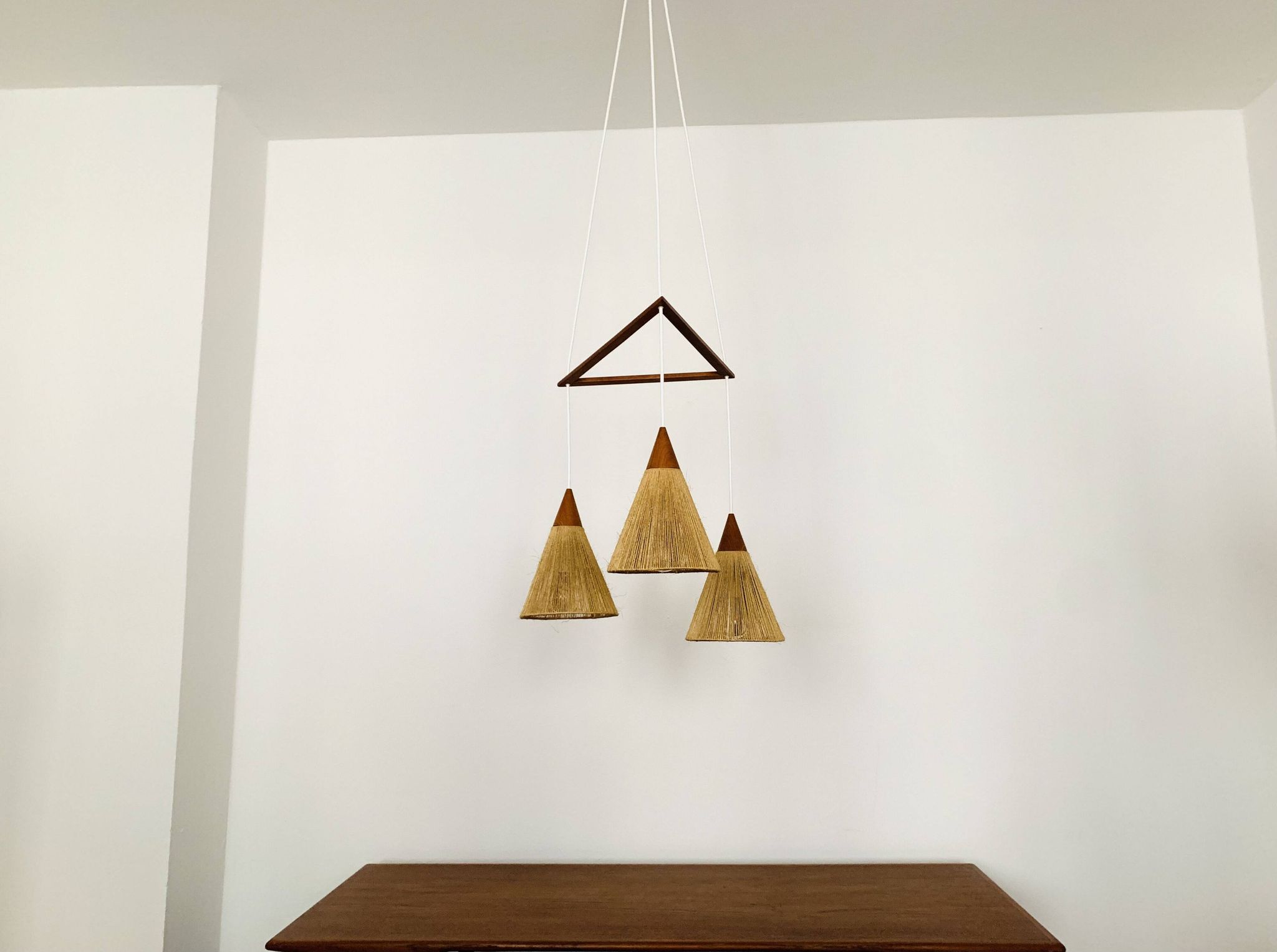 Teakwood and Sisal Cascading Lamp by Temde