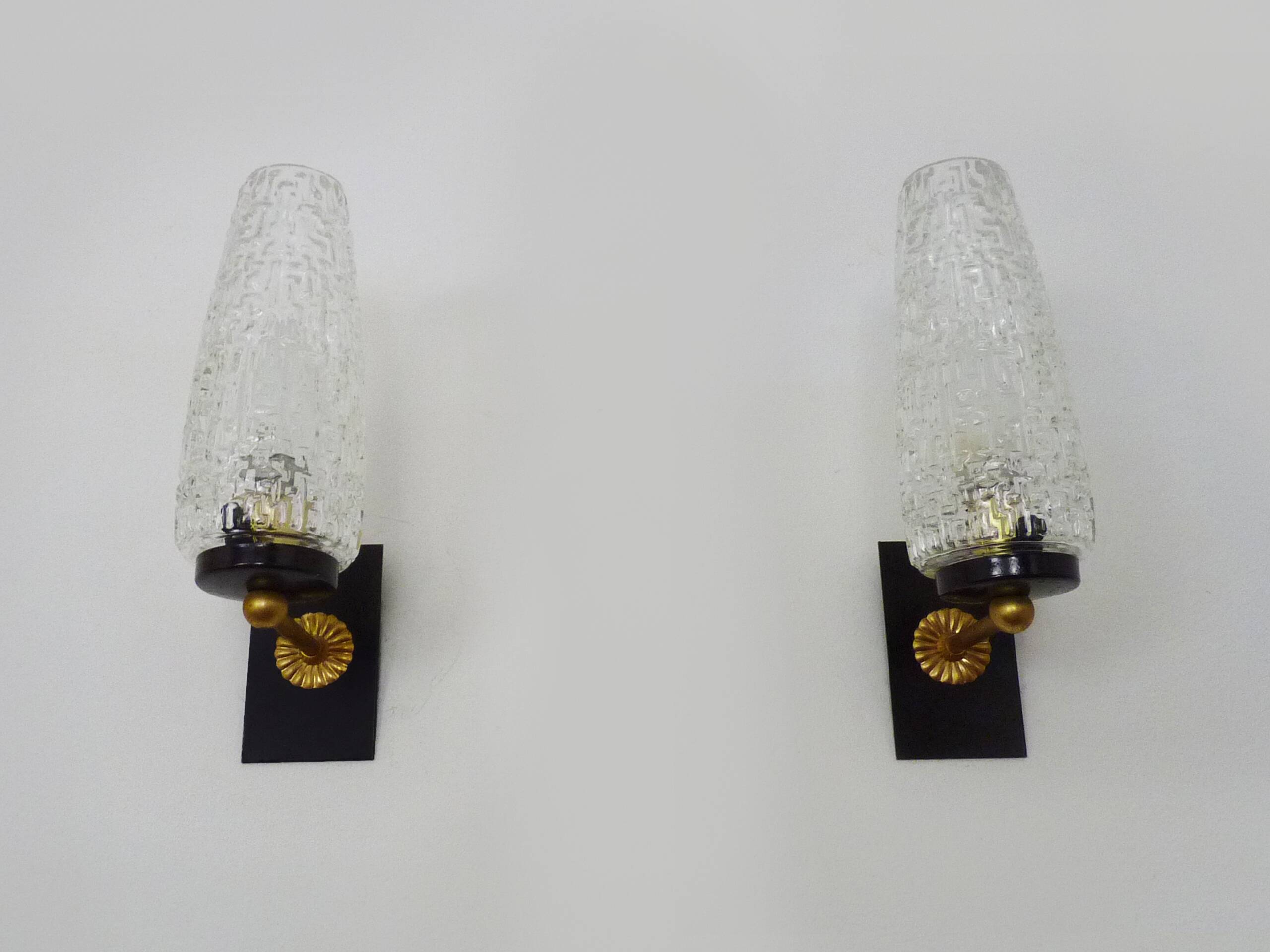 Pair of vintage Maison Arlus 1950s brass wall sconces
