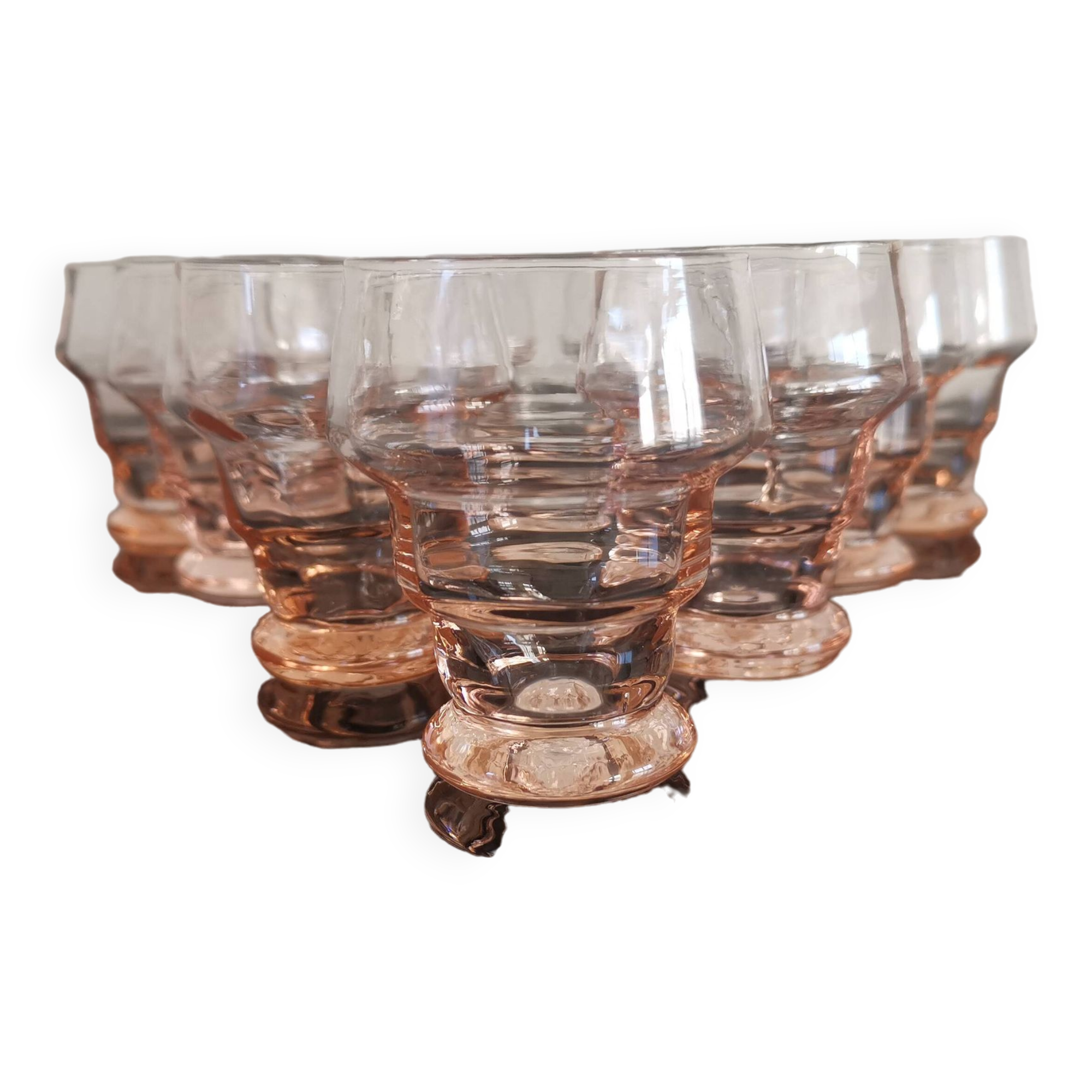 Set of 10 vintage pink glasses