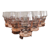 Set of 10 vintage pink glasses