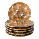 Set of 6 stoneware oyster plates, Beige & Brown, 1970